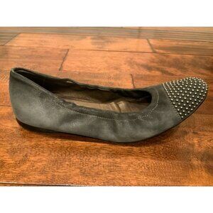 AGL Blakely Gray Shimmer Suede Ballet Flats Silver Studded Toes, Size 39.5/9.5